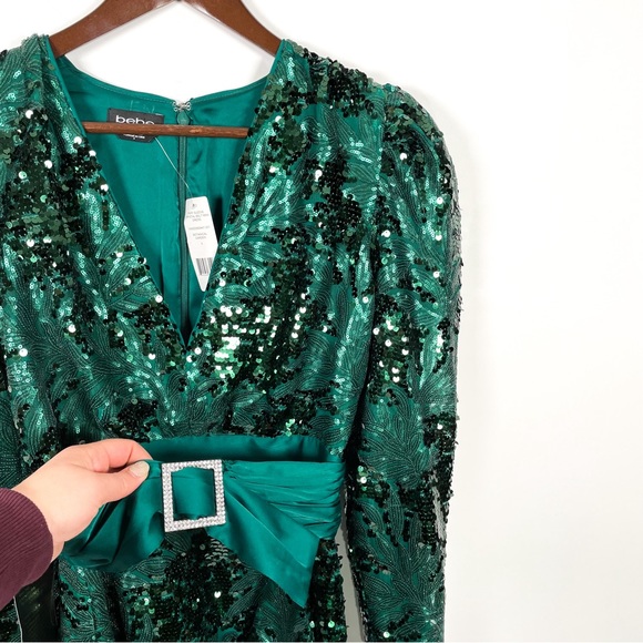 Bebe Emerald Mini Dress With Sequin - Picture 5 of 9